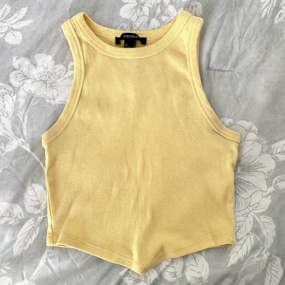Forever 21 Tops - Yellow Cropped Tank Top